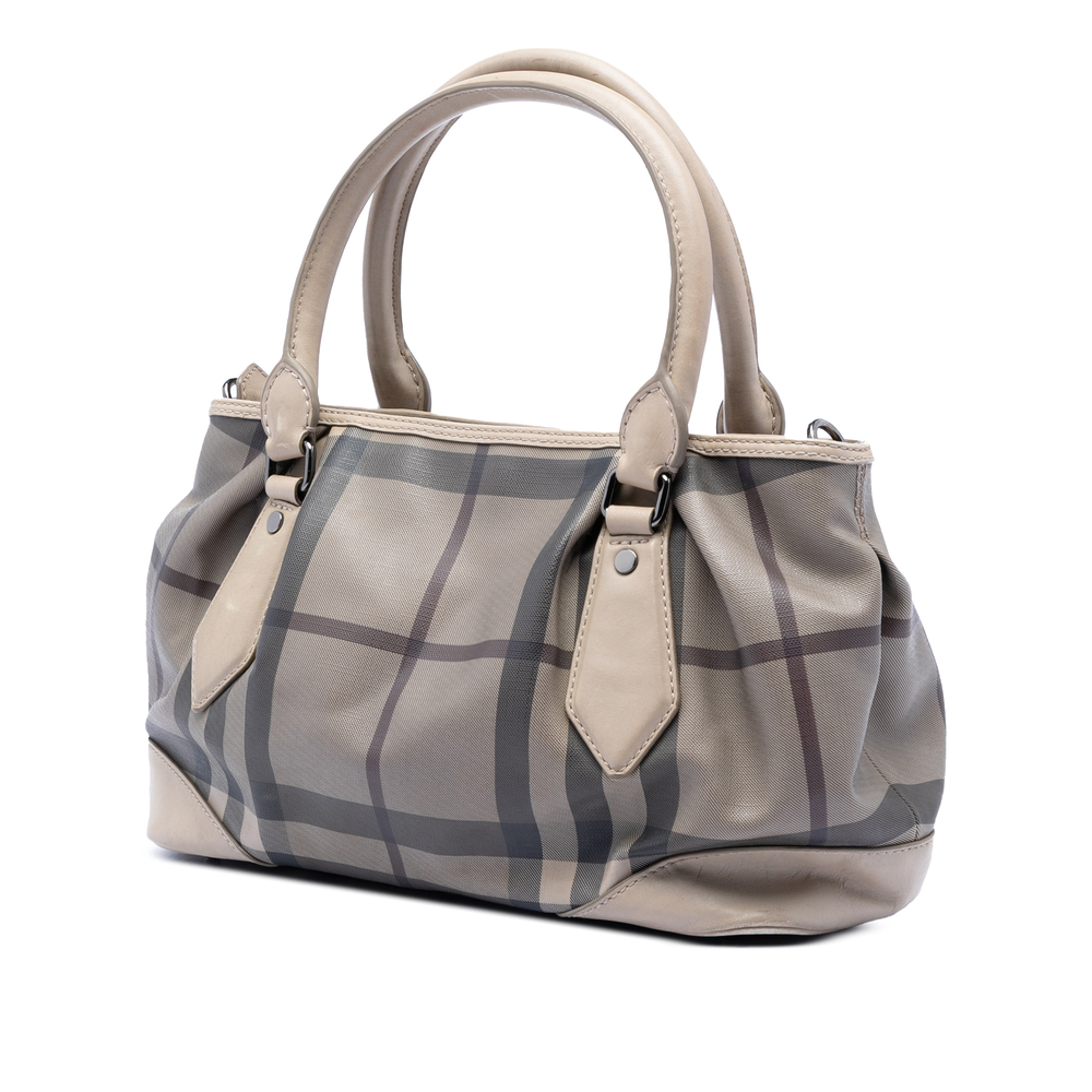 Pre-Loved Burberry Smoke Check Coated Canvas Heathcliff Satchel - Picture 2 of 7